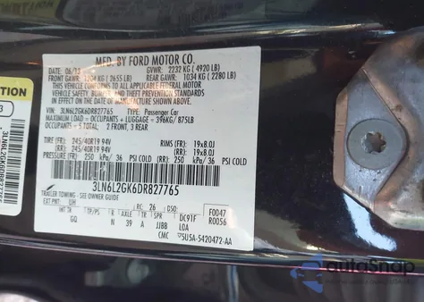 2013 Lincoln Mkz from USA, damaged, VIN 3LN6L2GK6DR827765